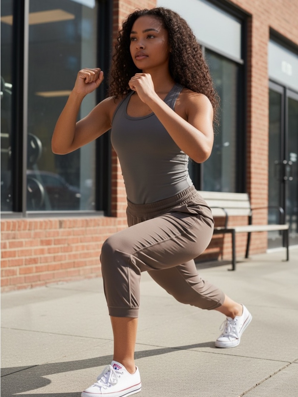 lululemon athletica Taupe Cropped Active Jogger Pants